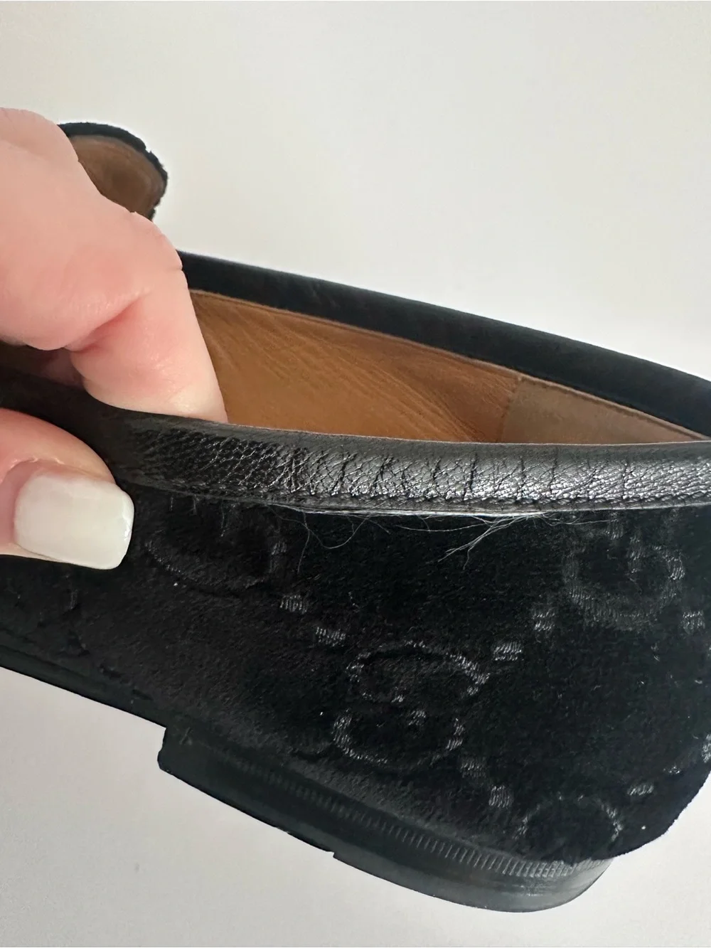 Gucci Black Velvet Horsebit Loafers with GG Monogram